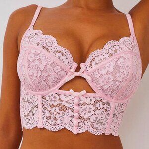 For love & Lemons Creamsicle Pink Lace Bustier Bra 34C